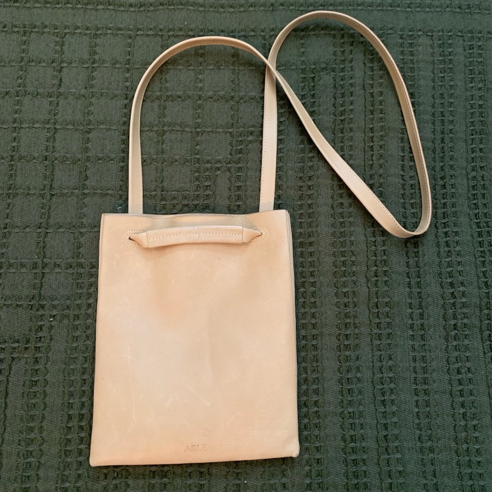 Cream Crossbody Able Leather Bag